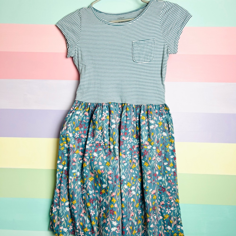 Carters Floral Dress, Size 12, stripped top